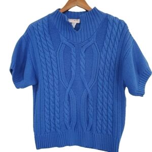 French Navy Cobalt Blue Cable Knit Sweater